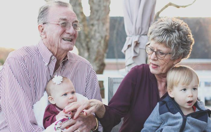 Grandparents with grandchildren.