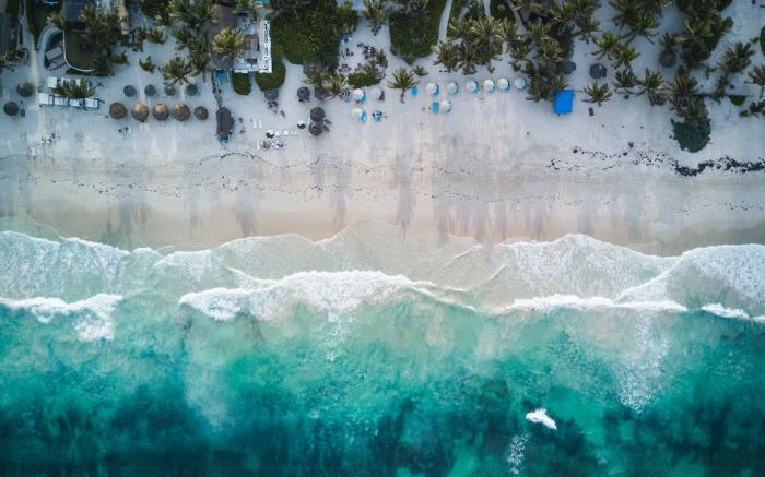 Aerial view of beach.